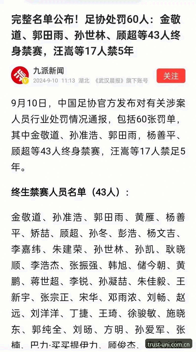 Unibet平台功能 足协第三批禁足名单震撼发布:17人终身禁赛,48人遭禁足处罚引发行业地震